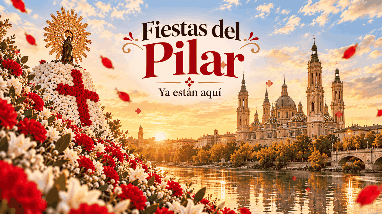 Basílica del Pilar de Zaragoza al atardecer