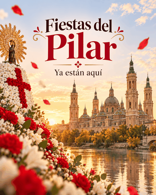 Basílica del Pilar de Zaragoza al atardecer